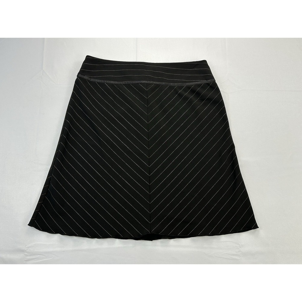 Exact Change Black Pinstripe A-Line Skirt Juniors Size 7 Career Y2K Side Zip